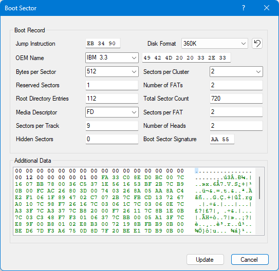 Edit Boot Sector Dialog