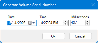 Generate Volume Serial Number Dialog
