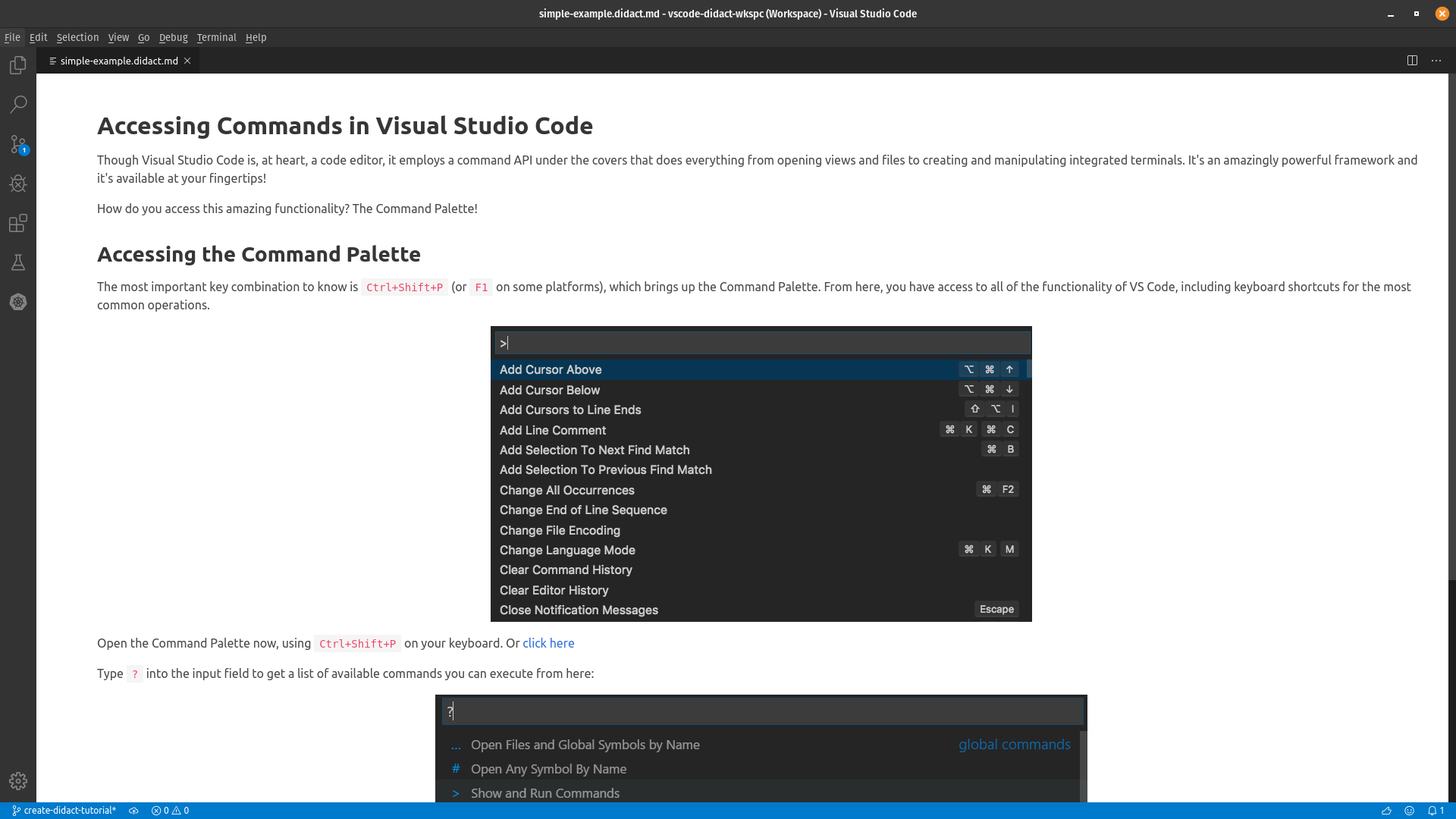 Didact Window image with Command Palette Example